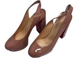 Christian Louboutin Movida Sling 130 Patent Heels – Nude (40.5 Dust Bag & Box)